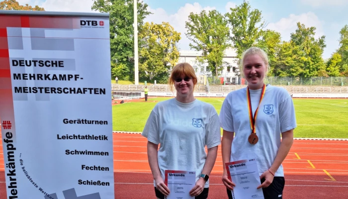 Magdalena Priester wird Deutsche Vize-Meisterin im Leichtathletik-Fünfkampf und Teilnehmerin Anja Udersbach