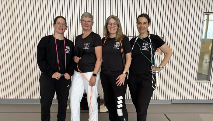 Annika Renn, Christina Zeinar, Christine Kauppert und Alexandra Crowe bei der Tagesfortbildung für Rope-Skipping-Übungsleitende