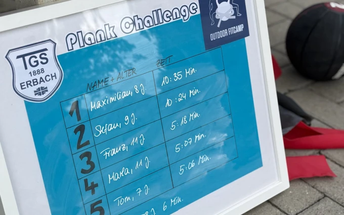 Ergebnisse der Plank Challenge: Der 8-jährige Maximilian hat mit 10:35 min am längsten durchgehalten